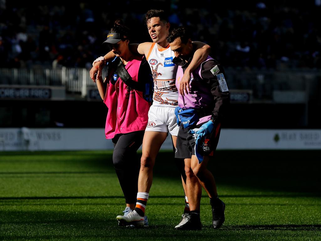 GWS Giants midfielder Josh Kelly’s had a frustrating injury run the past three seasons. Picture: Will Russell/AFL Photos via Getty Images