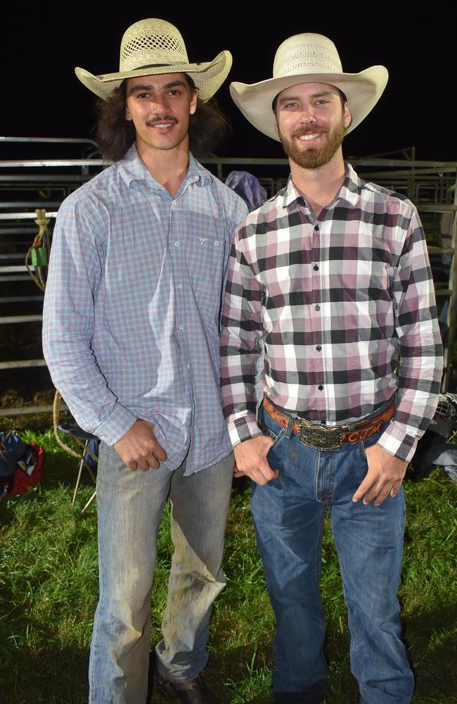 Lane Hanush Bowen, from Townsville, and Cameron McLennon, at the Sarina CRCA Rodeo. Photo: Janessa Ekert