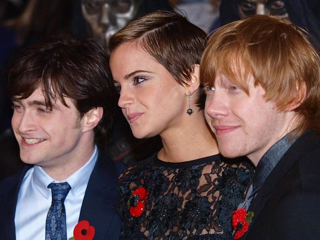 Film success ... Daniel Radcliffe, Emma Watson and Rupert Grint all starred in the Harry Potter movies. Picture: Max Nash/AFP