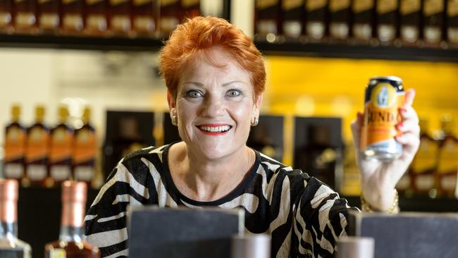 One Nation leader Senator Pauline Hanson at the Bundaberg Rum Distillery in Bundaberg. Picture: AAP/Paul Beutel