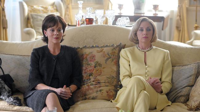 McCrory as Cherie Blair and Hope Davis as Hillary Clinton in a scene from 2010 film 'The Special Relationship'