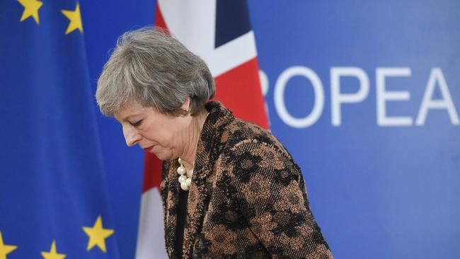 Britain's Prime Minister Theresa May after speaking during a press conference in Brussels last month during a European summit aimed at discussing a Brexit deal. Picture: John Thys/AFP