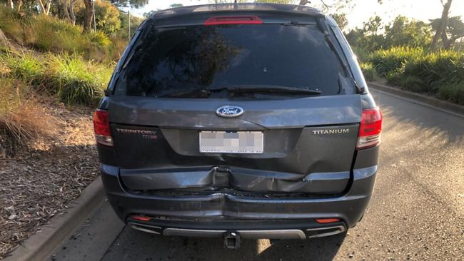 Adam Wood says teens throwing water bombs led to significant damage to his car after it was hit by a water balloon in Sorrento on the weekend. Picture: Supplied