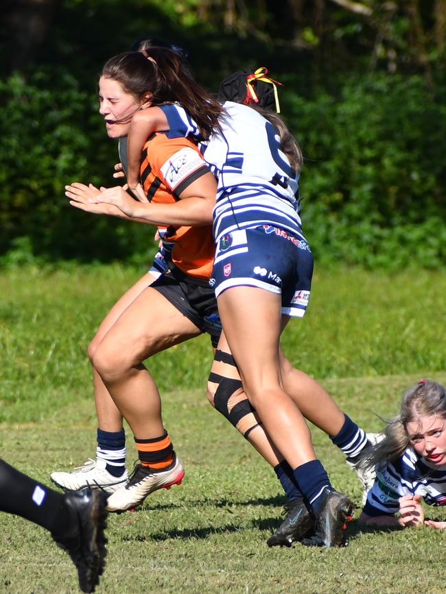 The Herbert River Crushers Women’s team drew 20-20 with Townsville Brothers in a hard-fought contest in Ingham on Saturday. Picture: Cameron Bates