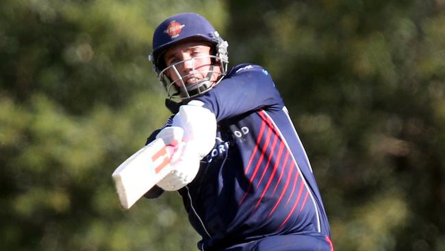 All Ballsports T20 Cup grand final at Golden Wheel Park/Southport Labrador Cricket Club.Mudgeerabe (blue).Lydon Gibbons.25 September 2022 Arundel Picture by Richard Gosling