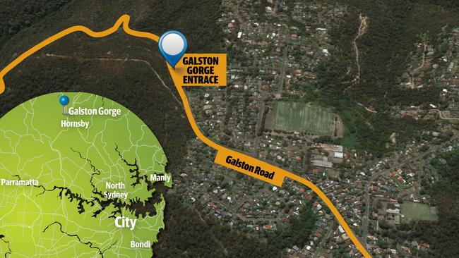 A map showing Galston Gorge Rd at Hornsby Heights.