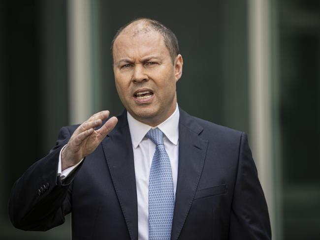 Treasurer Josh Frydenberg during a press conference in Canberra on Thursday. Picture: Gary Ramage