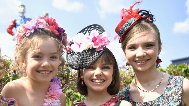 Ivyanna Ronayne, 7, Lucinda Ronayne, 10, and Evangelina Ronayne, 13, at the Chief Minister's Cup Day at the Darwin Turf Club on Saturday, July 15.