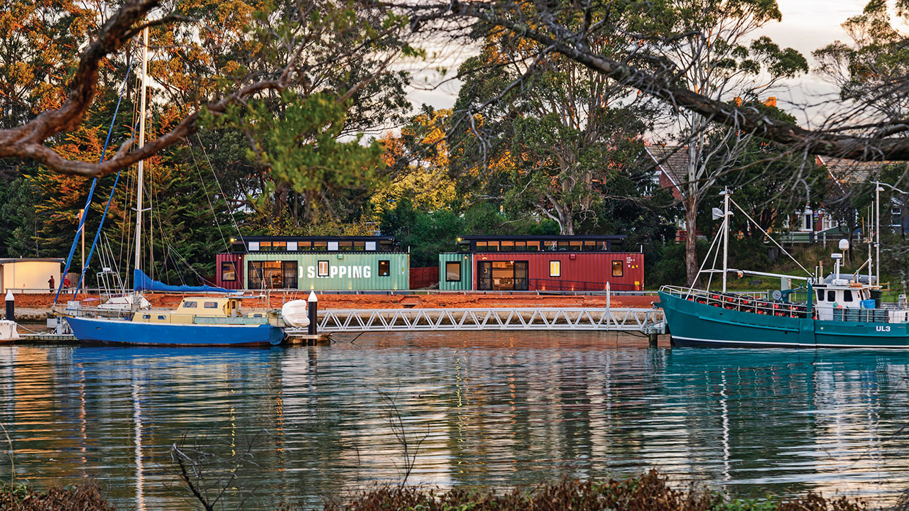 <h2>10. Coastal Pods, Wynyard</h2><p>A collection of up-cycled shipping containers, the self-contained <a href="https://www.coastalpods.com/pods/" target="_blank" rel="noopener">Coastal Pods</a> cut a dramatic form along the Inglis River in northwest Tasmania. Each pod has been lovingly constructed and styled to provide maximum comfort and energy efficiency, while retaining a design nod to the industrial beach foundation of the development. Your lounge opens onto an enormous north-facing private balcony where you can watch fishing boats unload their catch and sailboats navigate the river tides. This pocket of the state is known for its eye-popping geological forms &ndash; when you&rsquo;re not on your patio, lace up your hiking shoes to explore the surreal landscape.</p><p class="button-common"><a title="Book now" href="https://www.coastalpods.com/pods/" target="_blank" data-cta="Book now" data-editable="true">Book now</a></p>