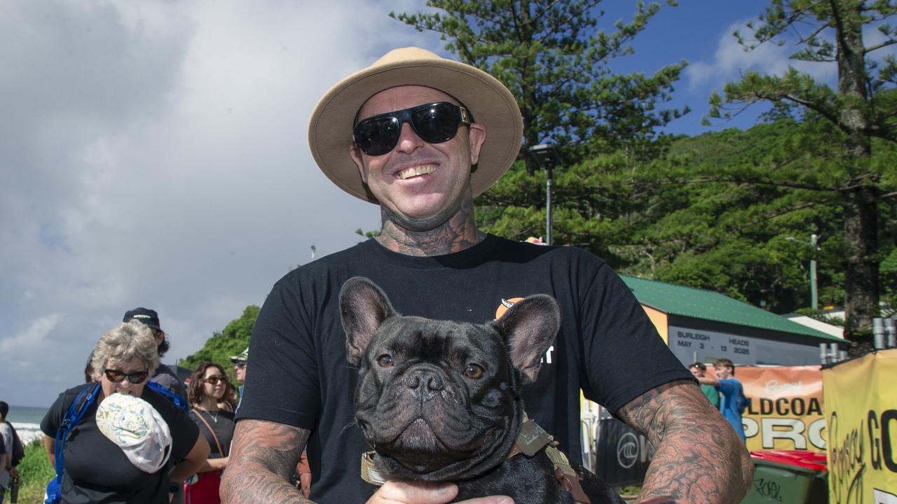 Brendan Newman and Frank at the Gold Coast Pro, Burleigh Heads. Picture: Glenn Campbell