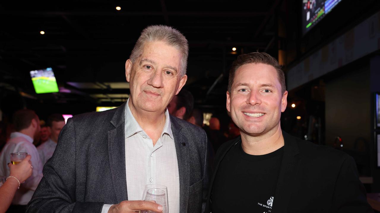 Bill Warn and James Sinclair at The Sporting Globe Bar and Grill launch at Surfers Paradise for Gold Coast at Large. Picture, Portia Large.