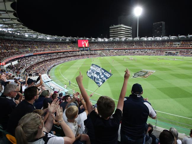 BRISBANE, AUSTRALIA - OCTOBER 17: A general view during the AFL 2nd Preliminary Final match between the Brisbane Lions and the Geelong Cats at The Gabba on October 17, 2020 in Brisbane, Australia. (Photo by Jono Searle/AFL Photos/via Getty Images)