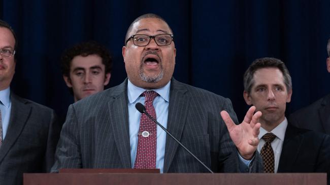 Manhattan District Attorney Alvin Bragg speaks to reporters. Picture: Getty Images via AFP.