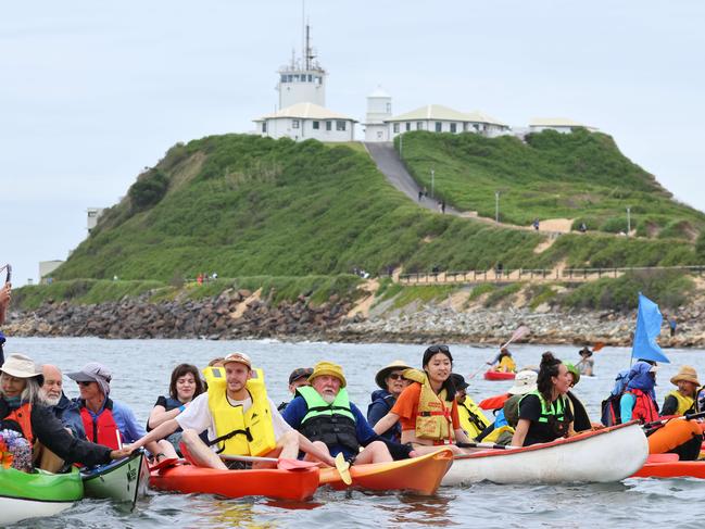 Rising Tide protesters blockade the Port of Newcastle in 2023. Picture: Max Mason-Hubers