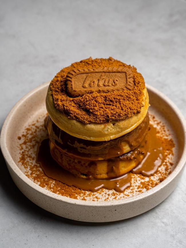 Lotus caramel pancakes. Picture: Supplied