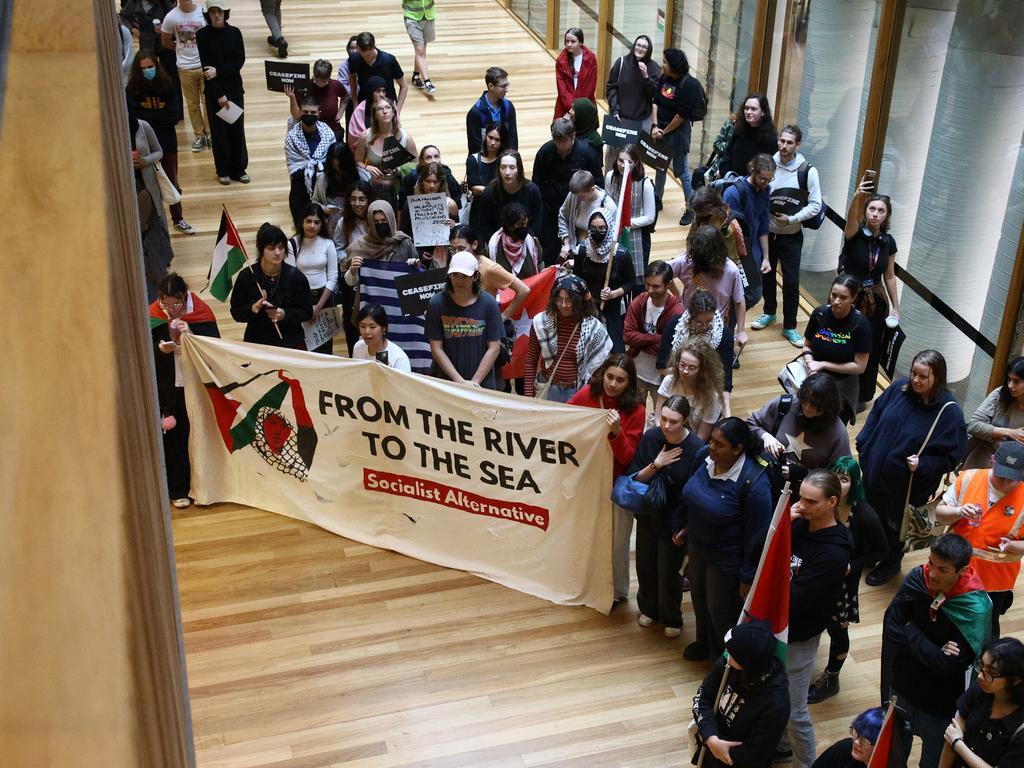 Pro-Palestinian protesters at University of Queensland, Picture: David Clark
