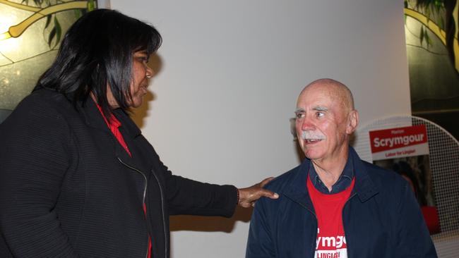 Lingiari Labor candidate Marion Scrymgour with former parliamentarian Warren Snowdon as results continue to roll in for the tightly-contested seat in the 2022 Federal Election.