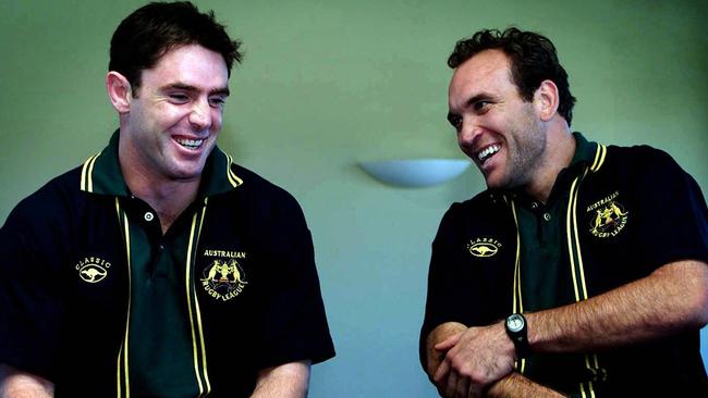 Brad Fittler and Gorden Tallis at the 2000 Rugby League World Cup.