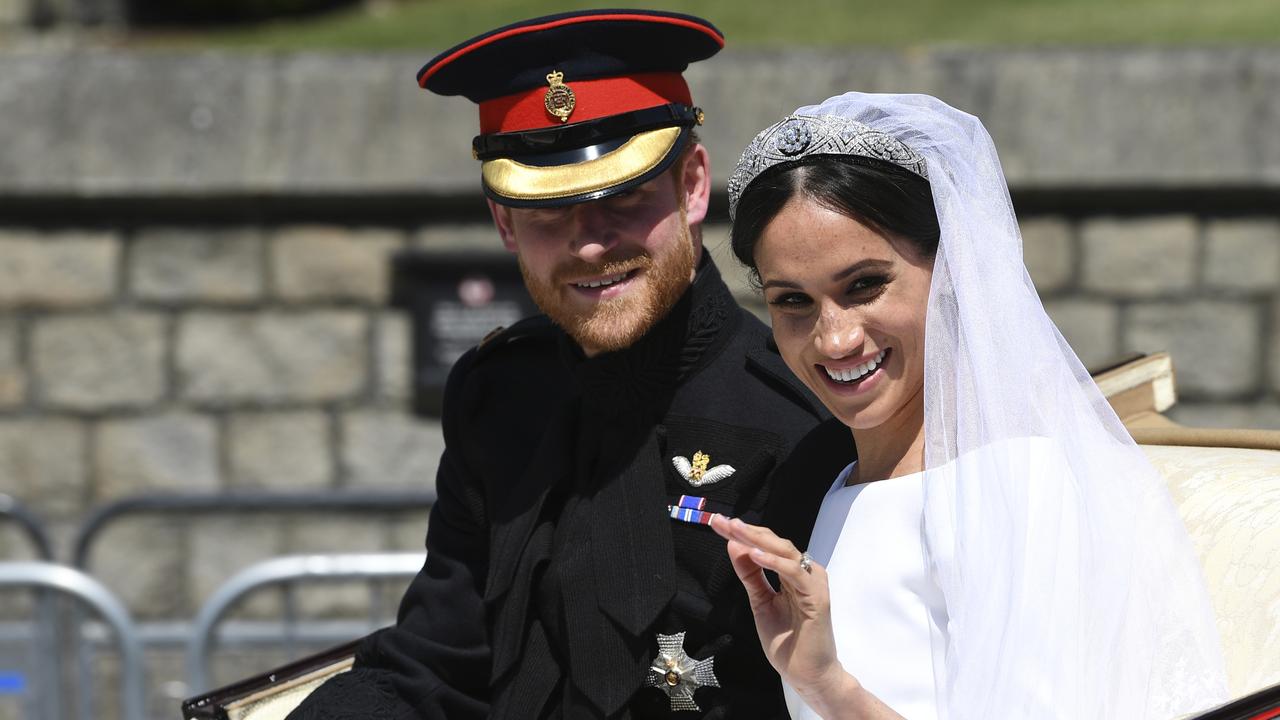 Britain’s Duke and Duchess of Sussex on their wedding day. Picture: Paul Ellis/AP