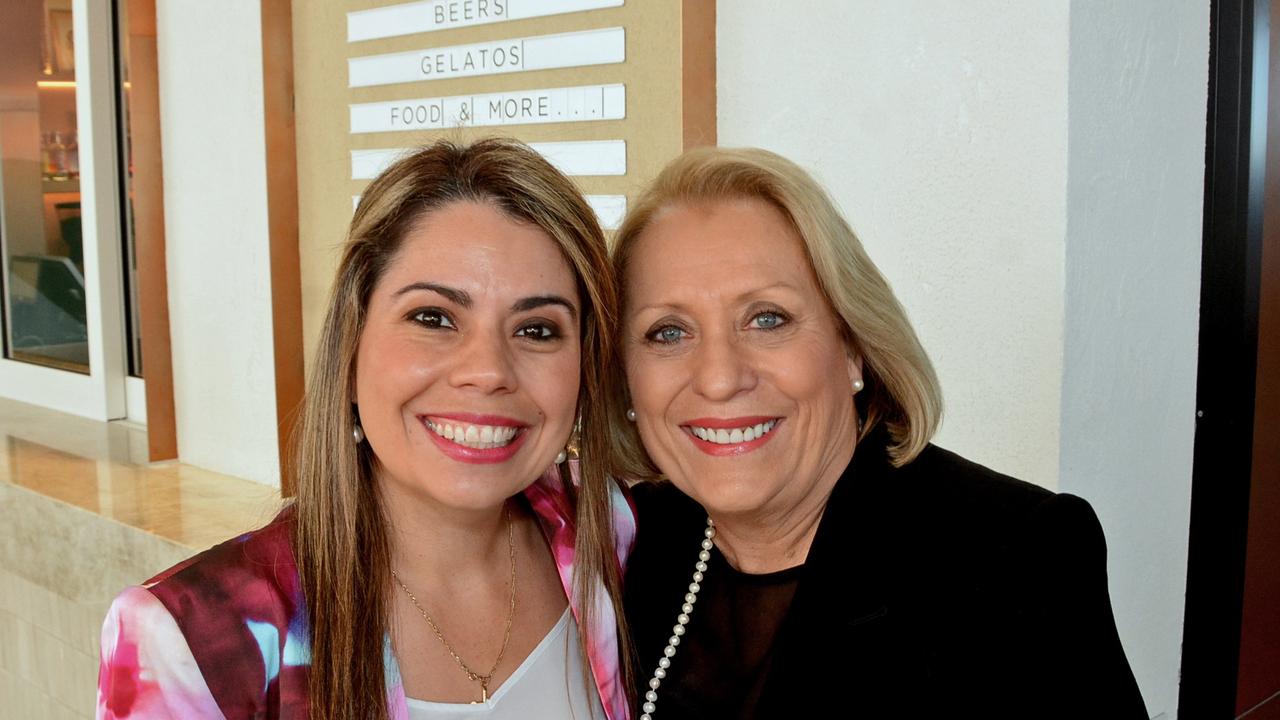 Patricia O’Callaghan and Adrienne Readings at Destination Gold Coast Stars of Tourism breakfast at Isoletto, The Star Gold Coast. Pic: Regina King