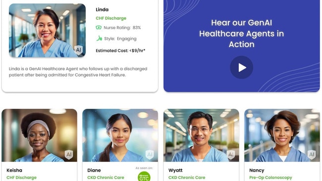 The start-up has a range of AI nurse personas on offer. Picture: Nvidia