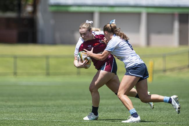 Carys Dallinger of Queensland Reds as Downs Rugby host Next Gen 7s at Toowoomba Sports Ground, Saturday, October 12, 2024. Picture: Kevin Farmer