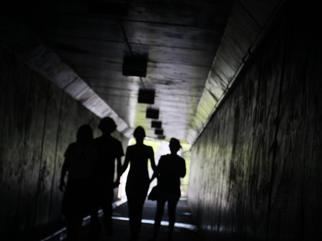 Teenagers in underpass tunnel.Photo Nicholas Falconer / Sunshine Coast Daily