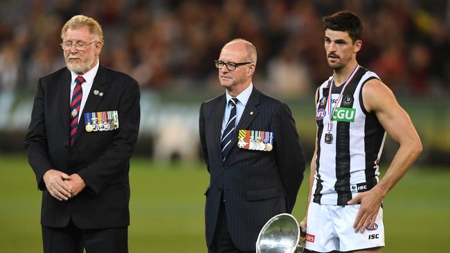 Scott Pendlebury received the Anzac Day Medal last year. Picture: AAP Image/Julian Smith