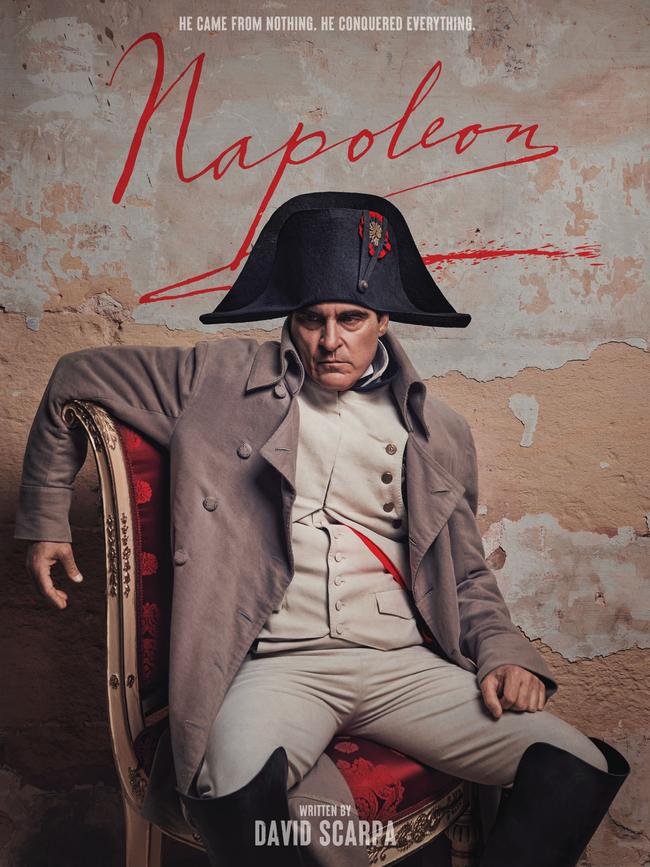 A poster for the film Napoleon, starring Joaquin Phoenix.