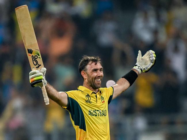 Australia's Glenn Maxwell after smashing 201 not out to beat Afghanistan in 2023. Picture: AFP