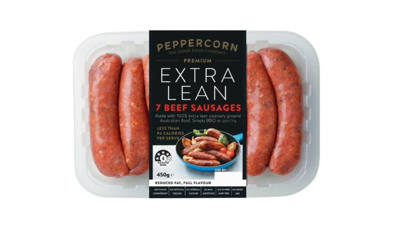 Burrell says these are the leanest sausages in the supermarket. Image: Woolworths