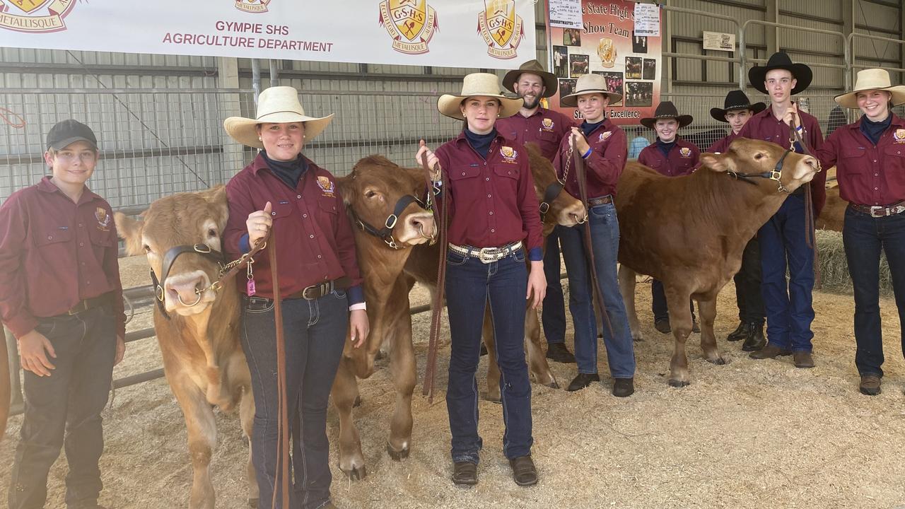 The Gympie State High School cattle show team competing at the 2021 Gympie Show.