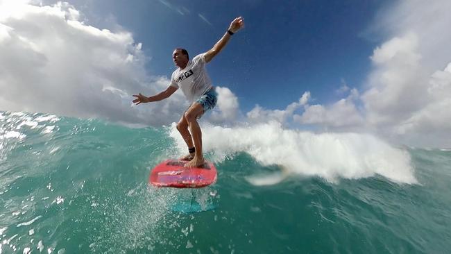 Surfer and foil fan Rob Pirie rides a swell at Currumbin Alley. Picture: Supplied