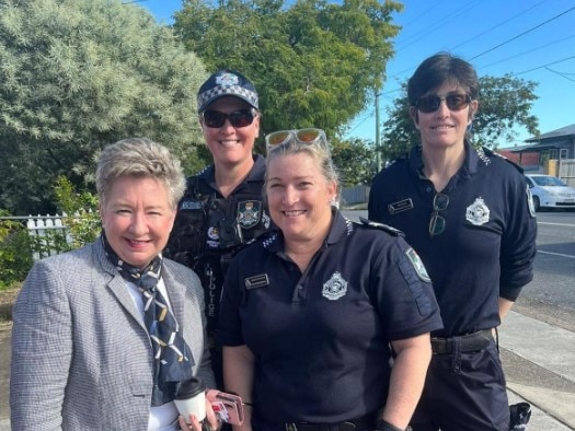 MP Corrine McMillan with police officers, including Senior Sergeant Michelle Mullen (far right). Picture: Supplied