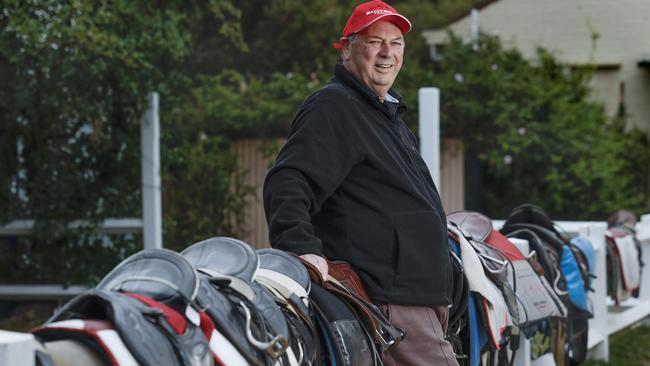 Trainer Michael Moroney relaxes at his Flemington stables after several health scares this year. Picture: Michael Klein