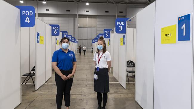 Vaccination hub at Southbank. Picture: Mark Cranitch