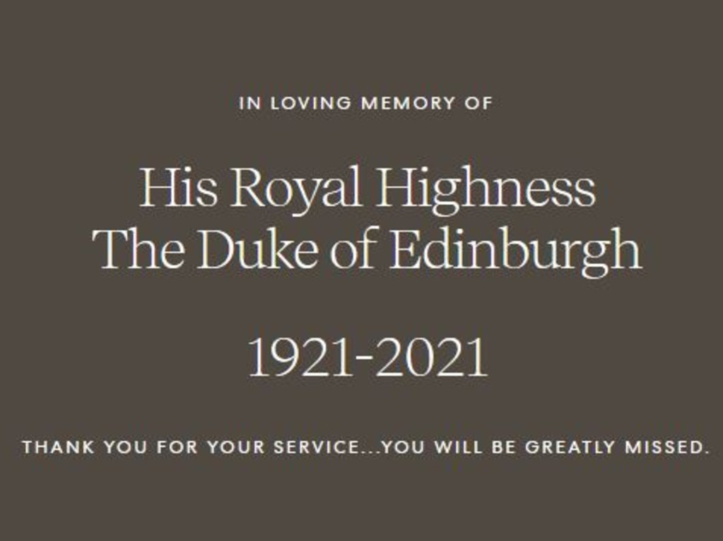 Prince Harry’s statement on Prince Philip. Picture: Archewell