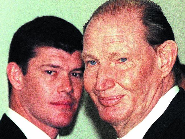 Kerry Packer (right) with son James