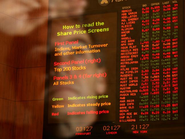 Generic of the board at the Australian Stock Exchange (ASX) in Sydney.