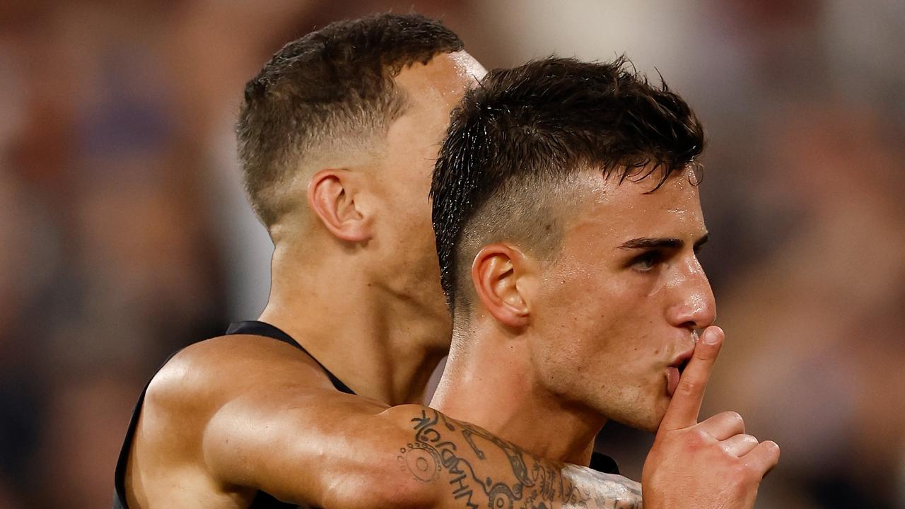 The young gun silenced the Bombers fans in the last quarter. (Photo by Michael Willson/AFL Photos via Getty Images)