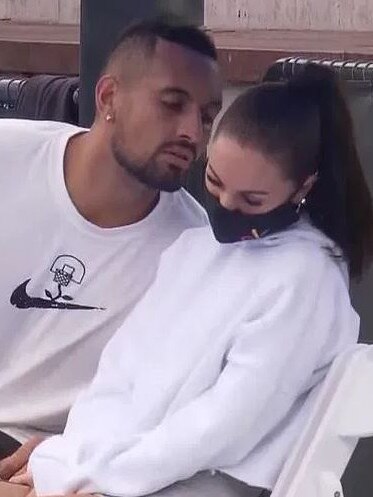 Kyrgios and Passari dated for 18 months. Picture: Channel 9