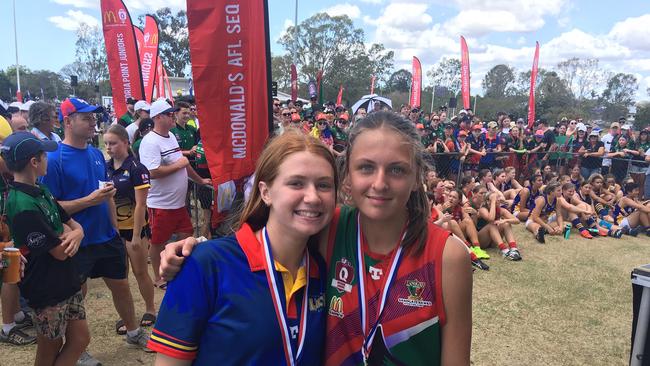 Ashleigh Moyle from Kedron, left, Evie Long of Sandgate were joint players of the year.