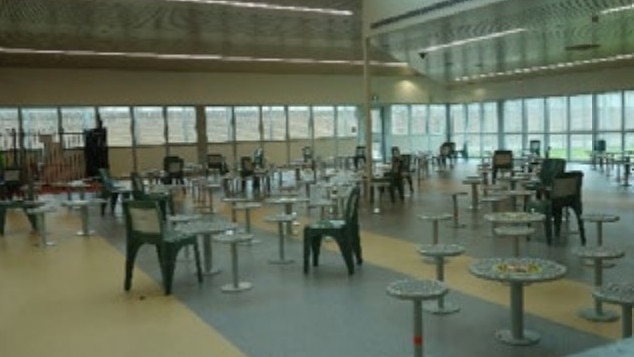 A photo of the visitor area at the prison.