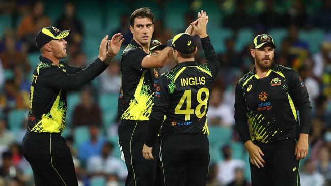 Pat Cummins and the Australian one-day team. Photo by Mark Metcalfe – CA/Cricket Australia via Getty Images