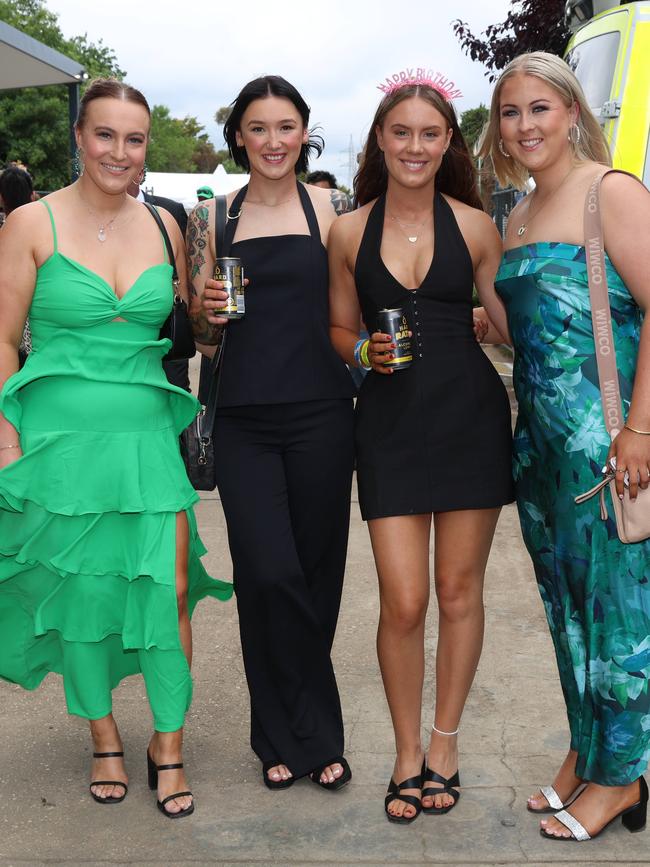 Georgia Howell, Sophie New, Lucia Styles and Bec Booth attend the Ballarat Cup. Picture: Brendan Beckett