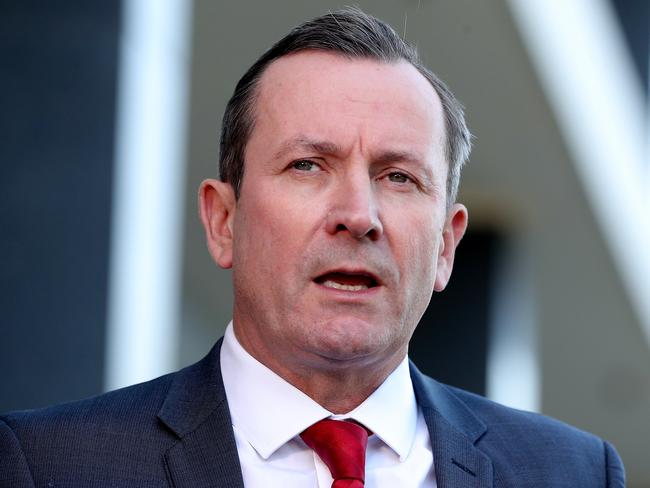 Mark McGowan told reporters the third dose vaccination rate was now at 53.3 per cent. Picture: Richard Wainwright/AAP