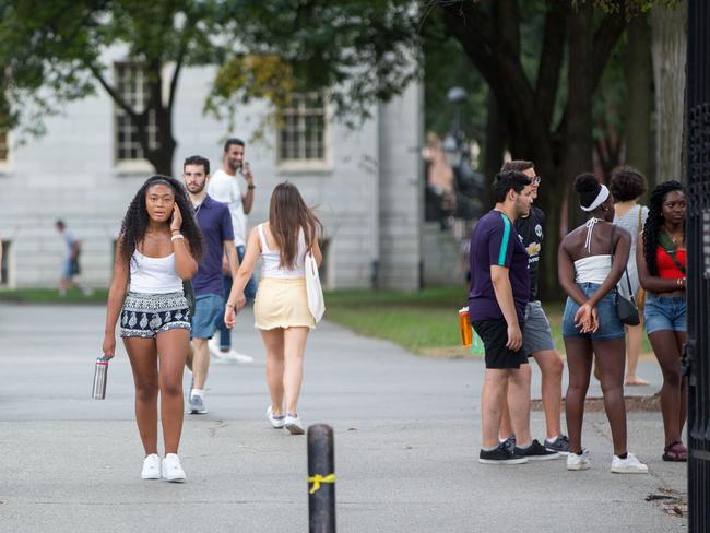 Students walk through Harvard Yard at Harvard University. Picture: Getty Images