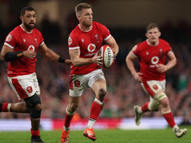 Wales' fly-half Gareth Anscombe makes a break during the Six Nations international rugby union match between Wales and Ireland at the Principality Stadium in Cardiff, south Wales. Picture: AFP