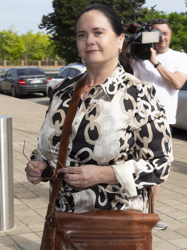 Cathy Hogben arrives at the Christies Beach Magistrates Court. Picture: Brett Hartwig