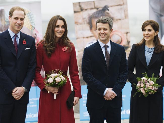 Prince William and Kate Middleton with Crown Princess Mary Crown Prince Frederik of Denmark and Princess Mary on November 2, 2011. Picture: AFP.